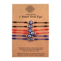 Braccialetti intrecciati malocchio neri, rossi e blu su cartoncino marrone - Stile Malocchio Misto Tre Colori (ZJ6974)