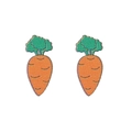 Detailed view of carrot-shaped wooden earrings with glitter finish for Easter fashion - Carrot Style (ZJ9530)