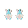 Pendientes de madera de gnomo de Pascua con orejas de conejo y huevo de rayas de colores - Estilo Gnomo Con Huevo de Pascua (ZJ9519)