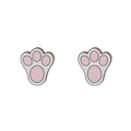 Detalle de pendientes de huella blanca con purpurina rosa y bordes en color marrón - Huella de Pata de Mascota Rosa (ZJ9524)