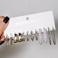 Coffret de 6 paires de boucles d'oreilles vintage argentées, créoles et perles fantaisie - Argent 6 Paires Set Perles Variées (ZJ9256)