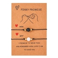 Braccialetti di coppia con ciondolo a cuore in bianco e nero su carta Pinky Promise - Stile Perline Bianche e Nere (ZJ7574)