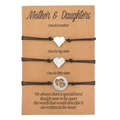 Set di tre braccialetti in corda nera con ciondoli a cuore per madre e sorella - Stile Cuore Vuoto (ZJ7689)