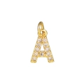 14k gold plated letter A pendant with micro-paved cubic zirconia for DIY jewelry making - Letter A / Gold