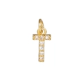 Macro view of 14k gold-plated letter T charm with micro-p鑲 cubic zirconia stones - Letter T / Gold