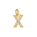 Macro shot of 18k gold letter X pendant with micro-pave white zircon stones - Letter X / Gold