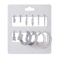 Vintage style 6-pair set of silver hoop earrings with textured and smooth finishes - Silver 6 Pairs Twist Wavy Set (ZJ11180)