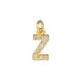 Detailed view of 18k gold letter Z charm with micro-set zircon crystals for jewelry DIY - Letter Z / Gold