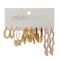 Set of 6 gold-tone earrings featuring resin butterflies, faux pearls and classic hoops - Gold 6 Pairs Butterfly Tortoise Pearl Set (ZJ3372)