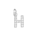 Macro shot of 18k gold plated letter H pendant with micro-pave cubic zirconia stones - Letter H / Silver