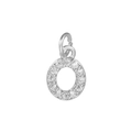 Macro shot of micro-paved letter O pendant in 18k gold finish with white zircons - Letter O / Silver