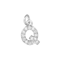 Detail of cubic zirconia letter Q charm with 18k gold plating for DIY jewelry making - Letter Q / Silver