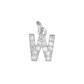 Detailed view of silver micro-pave cubic zirconia W-letter pendant for DIY jewelry - Letter W / Silver