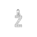 Detailed view of silver letter Z pendant with micro-pave cubic zirconia crystals - Letter Z / Silver