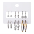Set of 6 vintage silver earrings featuring evil eye, mushroom and tortoise hoops - Silver 6 Pairs Evil Eye Sunflower Set (ZJ12260)