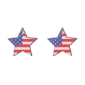 Detailed view of star-shaped wooden earrings with American flag pattern on white backdrop - Star Style (ZJ10321)
