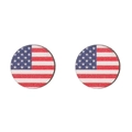 Round wooden stud earrings with American flag patterns for Independence Day jewelry - Round Style (ZJ10322)