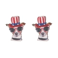 Independence Day wooden studs featuring Chihuahua with US flag hat and sunglasses - Chihuahua Style (ZJ10324)