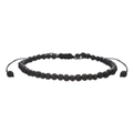 Macro detail of natural porous black lava stone beads and adjustable braided cord knot - 4mm Lava Stone