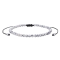 Close-up of white turquoise beaded bracelet with adjustable black braided cord and stone texture - 4mm White Turquoise