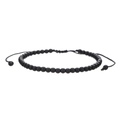 Detail of 4mm matte black bead bracelet with adjustable woven cord and sliding closure - 4mm Matte Black