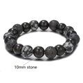 Pulsera de hombre con cuentas de 10mm de obsidiana, piedra volcánica y gemas veteadas - Estilo Combo Tres Minerales Hilo Elástico(ZJ7687)