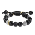 10mm Lavastein Perlenarmband mit facettierten Perlen und verstellbarem Kordelzug - Schwarzer Lavastein Verstellbarer Gewebter Stil (ZJ10667)