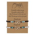Braccialetti di perle intrecciate per coppie con cuori d'argento su cartoncino - Stile Cuori Doppi Intrecciati (ZJ11789)
