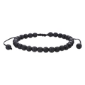 Adjustable black lava stone beaded bracelet with natural porous texture and woven cord - 6MM Lava Stone