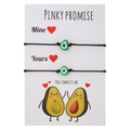 Braccialetti di coppia intrecciati con ciondoli avocado su carta Pinky Promise - Stile Motivo Avocado (ZJ14092)