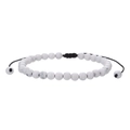 White turquoise beaded bracelet with black adjustable braided rope and marble textures - 6mm White Turquoise