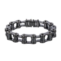 Detail van zwarte roestvrijstalen motorkettingarmband met veilige vouwsluiting voor heren - Zwarte Ketting Stijl / Zwart (ZJ11079)