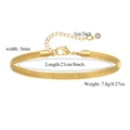 Detailed view of 5mm gold plated snake chain anklet with size specs and lobster clasp - 5mm Snake Chain (ZJ10844)