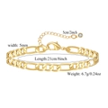 Detailed 5mm gold Figaro chain anklet view showing lobster clasp and zircon drop charm - 5mm Figaro Chain (ZJ10846)