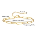 Detail view of 5mm gold plated paperclip anklet with measurements and lobster clasp - 5mm Paperclip Chain (ZJ10848)