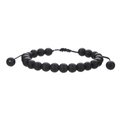 8mm matte black stone beaded bracelet with adjustable braided drawstring cord for men - 8MM Matte Black Agate