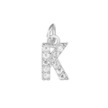 Silver micro-paved zircon letter K pendant in 18k gold plating for DIY jewelry making - Letter K / Silver