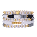 Set de 5 pulseras apilables Eras Tour de arcilla polimérica con estrellas y letras - Juego de 5 Piezas Estilo REPUTATION Negro (ZJ11991)