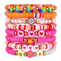 Set de 9 pulseras de cuentas coloridas con cuentas de arcilla, caritas y corazones - Juego de 9 Piezas Estilo Smiley Estrella (ZJ12769)
