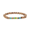 Bovenaanzicht van bohemien armband met kokosnootkralen en kleurrijke natuurstenen - Bruin Met Meerkleurige Kralen Stijl (ZJ11940)