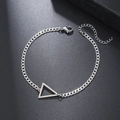Silver stainless steel Cuban chain bracelet with a hollow triangle pendant for men and women - Triangle Pendant Bracelet (ZJ11769)