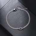 Silver stainless steel NK chain bracelet with open heart charm and lobster clasp - Heart Pendant Bracelet (ZJ11770)