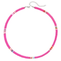 Farbenfrohe handgefertigte Heishi-Perlenkette im Regenbogen-Stil mit Karabinerverschluss - Rosarot Gesteppter Stil (ZJ12603)