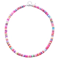 Summer vacation colorful heishi clay bead choker necklace with adjustable silver clasp - Mixed Multicolor Style (ZJ12881)