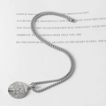 Polished silver stainless steel volleyball pendant necklace with 'I love VOLEY' design - Pendant With 50cm Chain