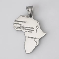 Polished silver stainless steel Africa map pendant with engraved city names - Pendant Only (No Chain)
