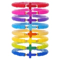 8-piece colorful polymer clay elastic bracelet set with cross charms and gold beads - 8Pcs Colorful Cross Style (DD529)