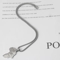 Silver stainless steel box chain necklace with engraved Africa map pendant for unisex - Pendant With 50cm Chain