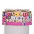 Set de 5 pulseras elásticas Taylor Swift 1989 y Bad Blood con cuentas rosadas - Juego de 5 Piezas Estilo Tema Letra Rosa (ZJ11329)