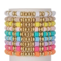 Juego de 9 pulseras de cuentas de arcilla polimérica de colores con detalles dorados - Juego de 9 Piezas Estilo Color Macaron (ZJ11501)